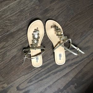 Charlotte Russe gold floral sandals. Size 10. EUC!